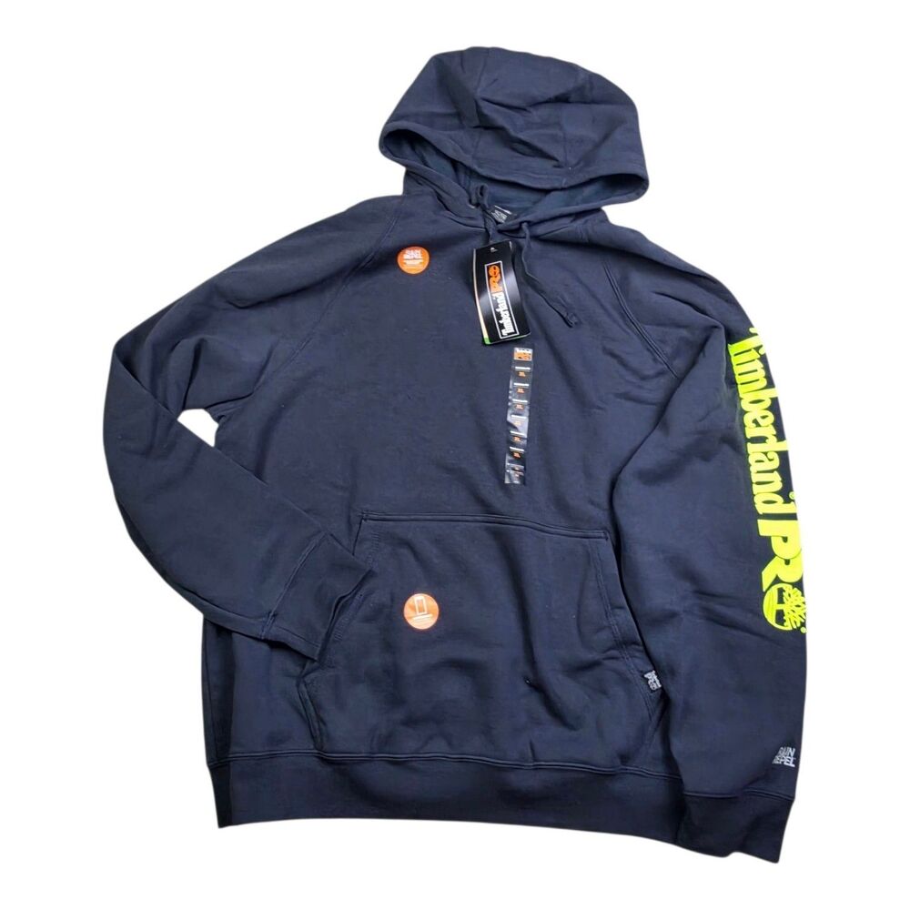 Large Timberland PRO Honcho Hoodie Dk Navy Pro Yellow Work Pullover XL